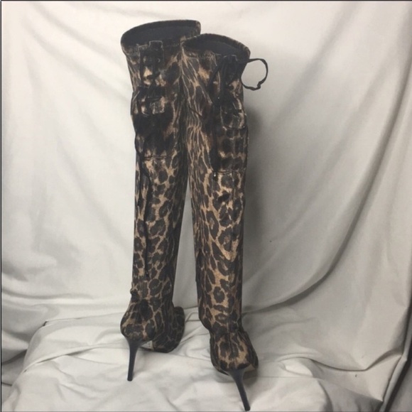 VALERINE OVER-THE-KNEE LEOPARD-PRINT BOOTS - Picture 5 of 7